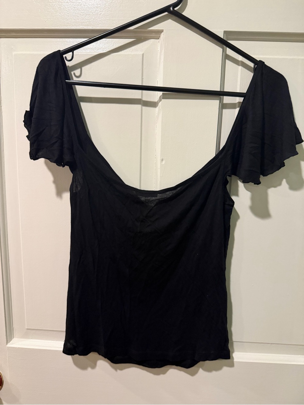 Vintage Miu Miu Black Tie-Front Scoop Neck Tank Top Flutter Sleeves Sm - Picture 3 of 7